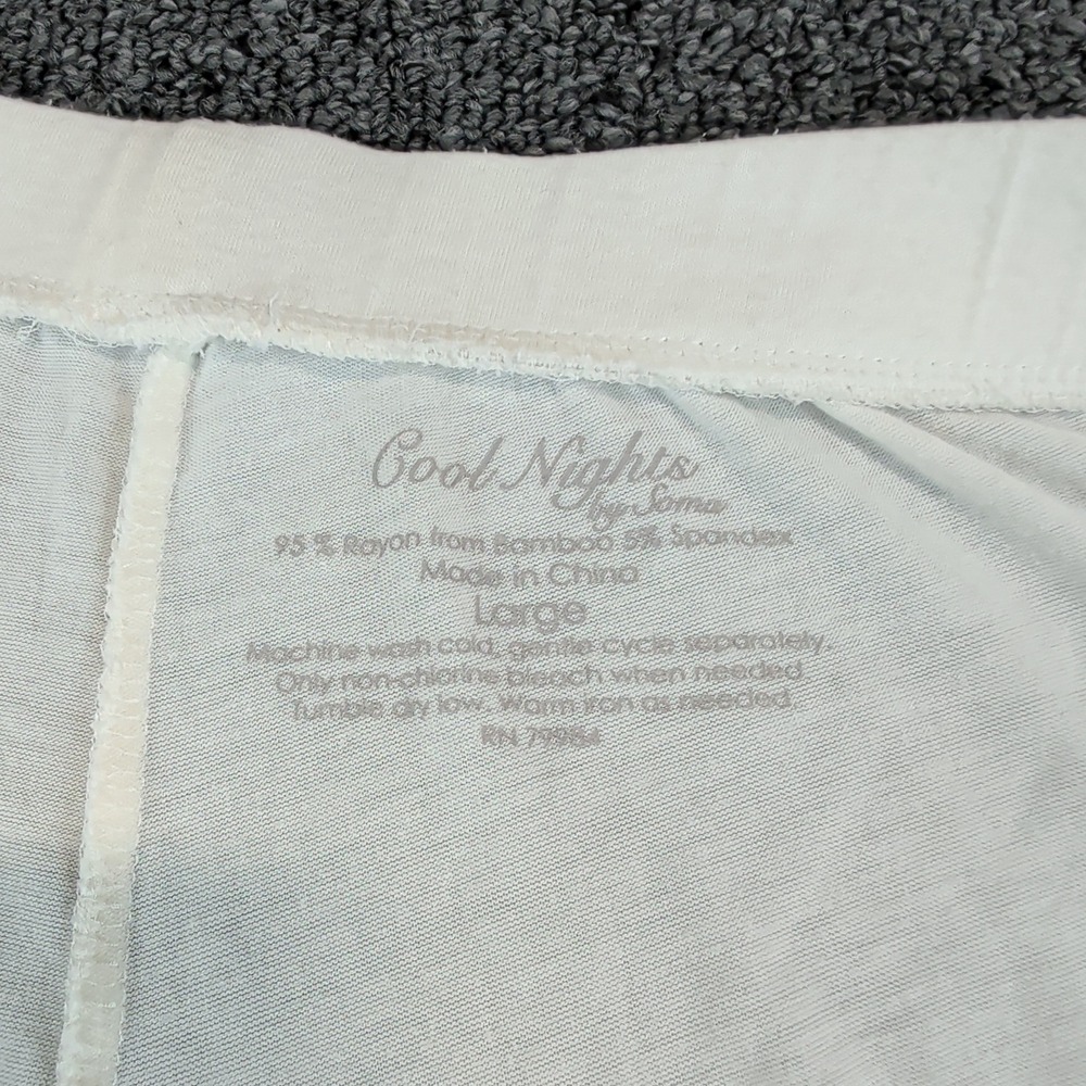 Soma Womens Pajama Pants Large Ivory Rayon Bamboo Lace Wide Leg Crop Cool Nights - Picture 3 of 9